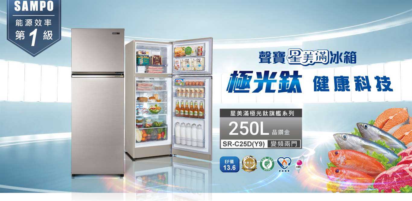 聲寶SAMPO 250公升 鋼板變頻雙門冰箱 SR-C25D(Y9) SR-C25D(G6)