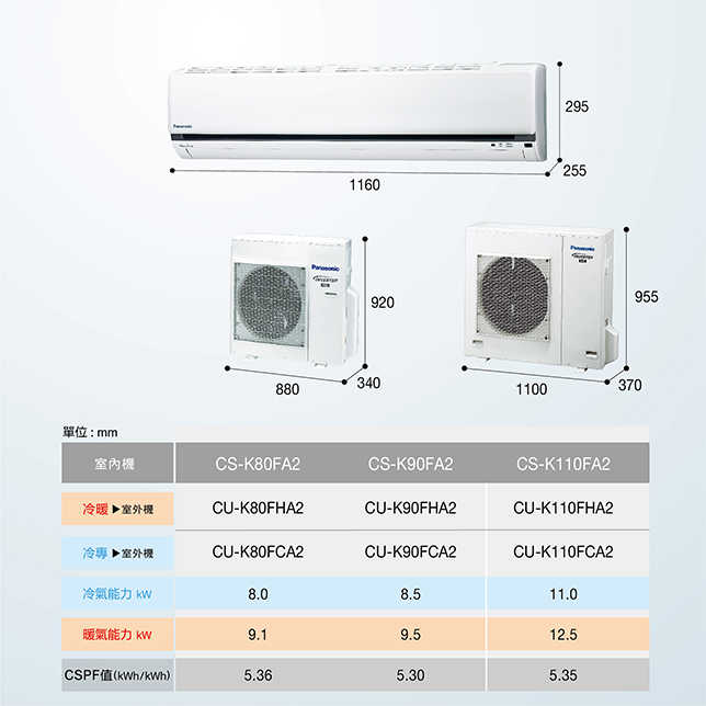 國際牌  K標準 變頻冷專分離式冷氣 CS-K90FA2 CU-K90FCA2