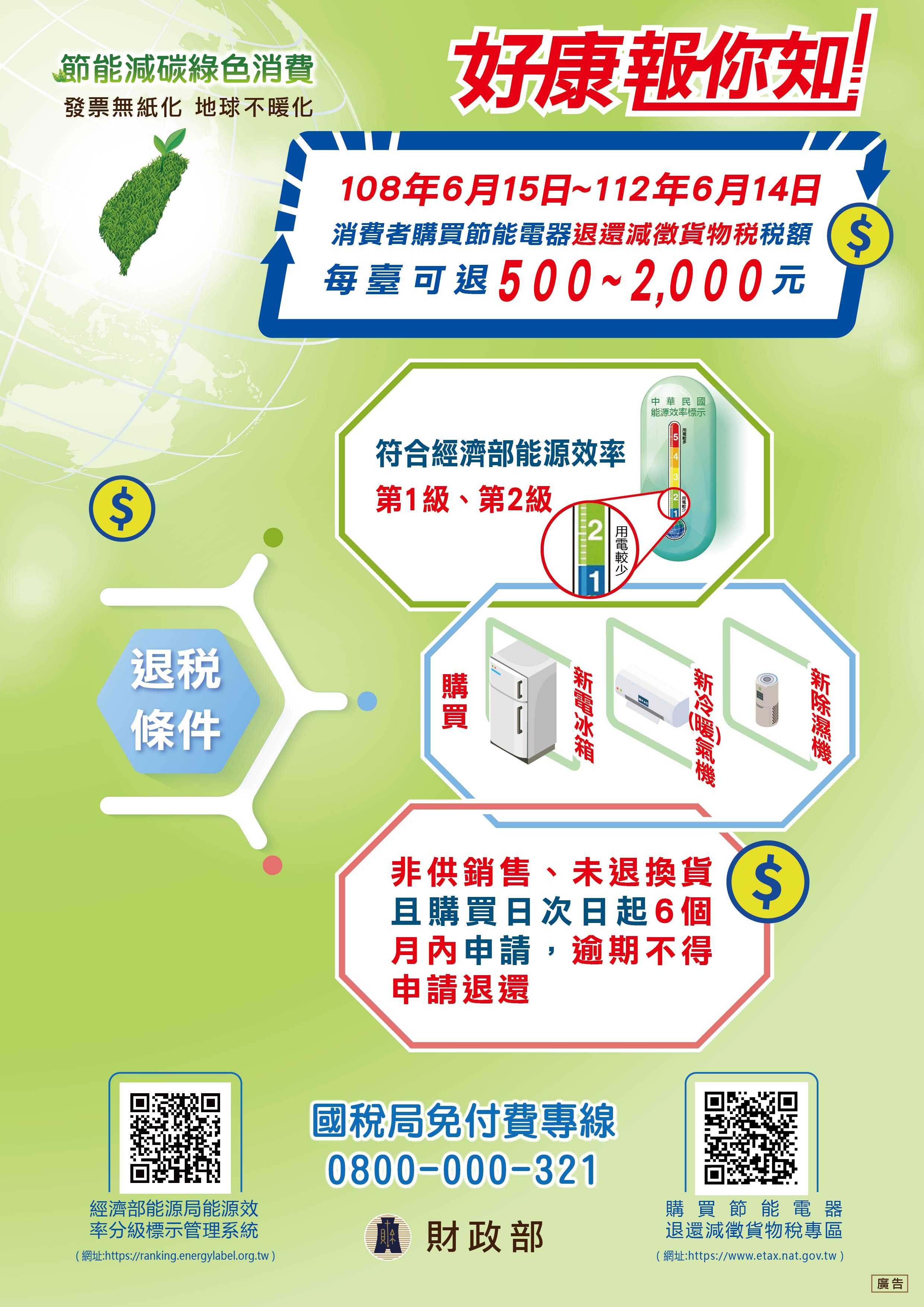 【節能電器退稅+汰舊換新補助】