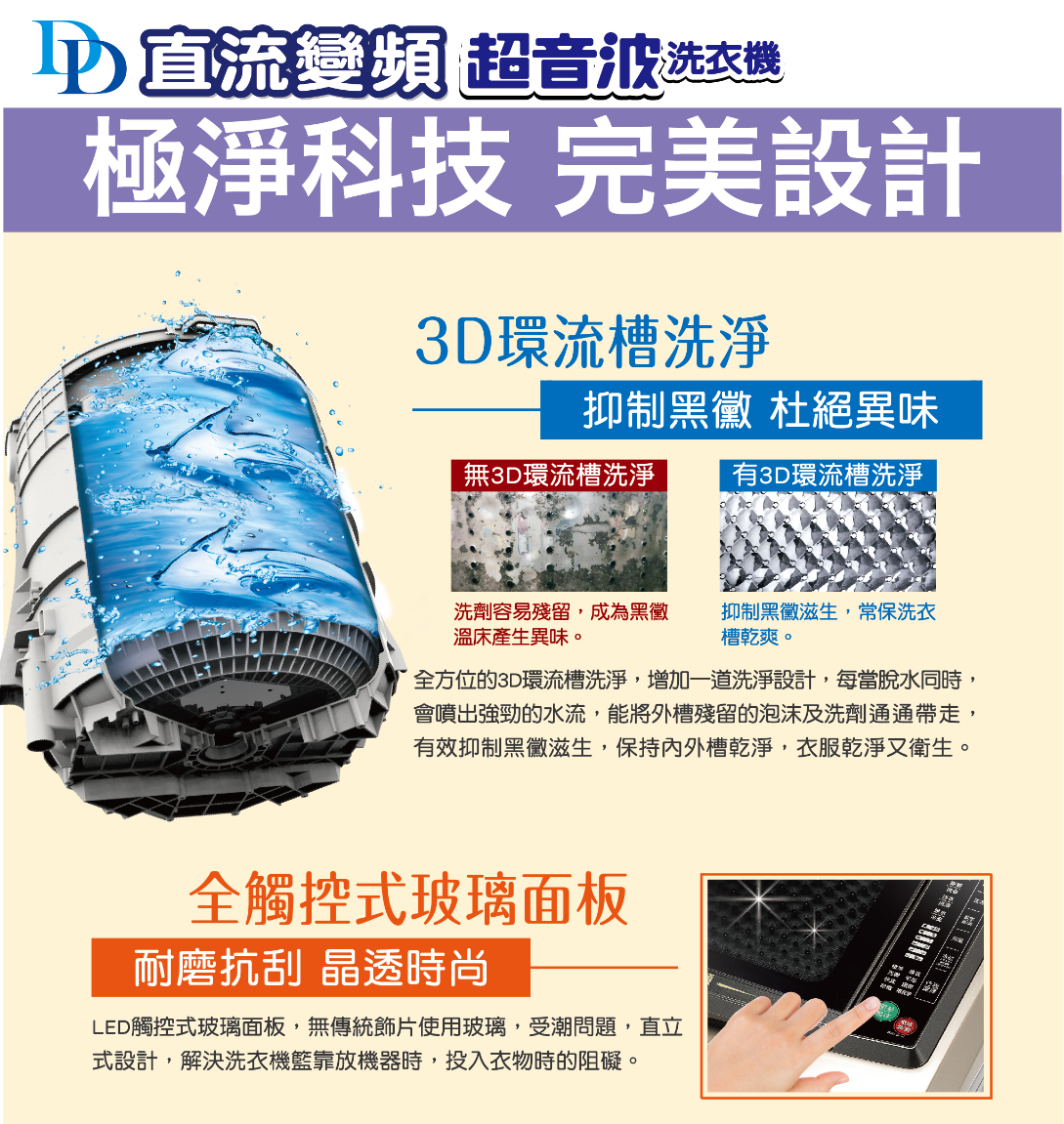 三洋 SANLUX  18公斤DD直流變頻超音波洗衣機 SW-19DVG