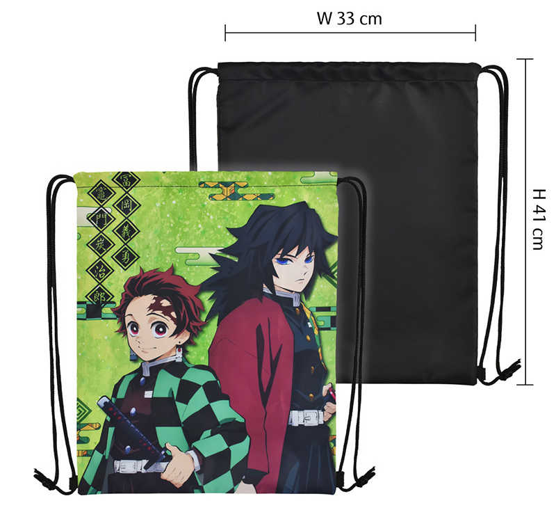 YUME動漫【鬼滅之刃 全彩束口後背包】B款 炭治郎 義勇 周邊 木棉花精品