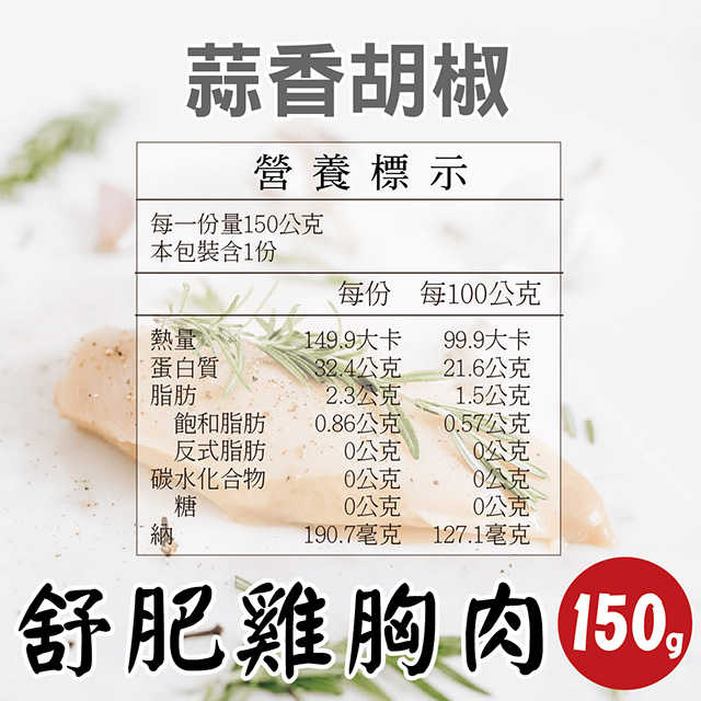 【田食原】舒肥雞胸肉150g 6種口味 減醣健身必備 高蛋白 低脂肪 低熱量 天然無添加 大份量 解凍即食 營養好吃