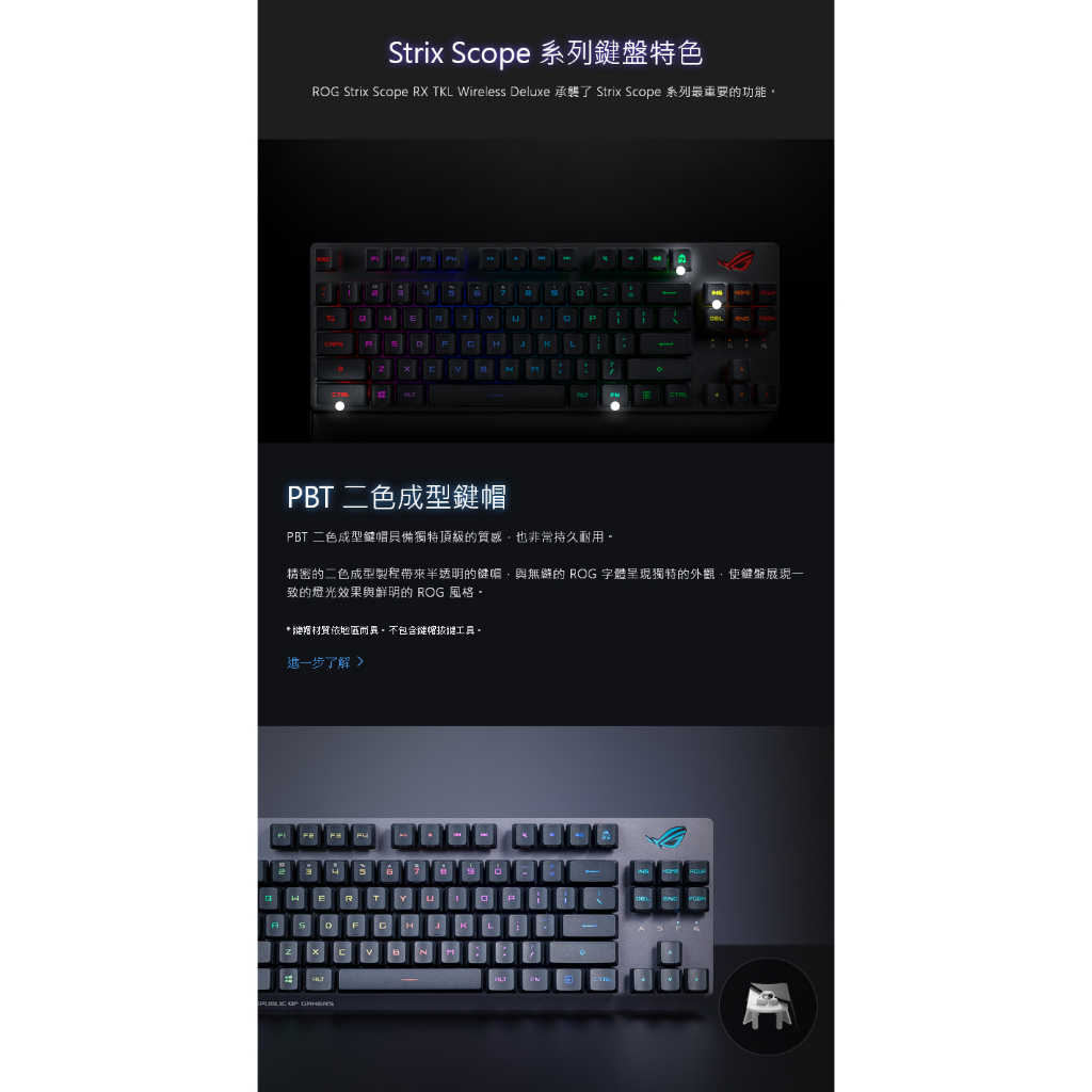 Asus 華碩 Rog Strix Scope Rx Tkl Wireless Deluxe 無線光軸中文鍵盤 紅軸 Game休閒館 線上購物 有閑購物 7159