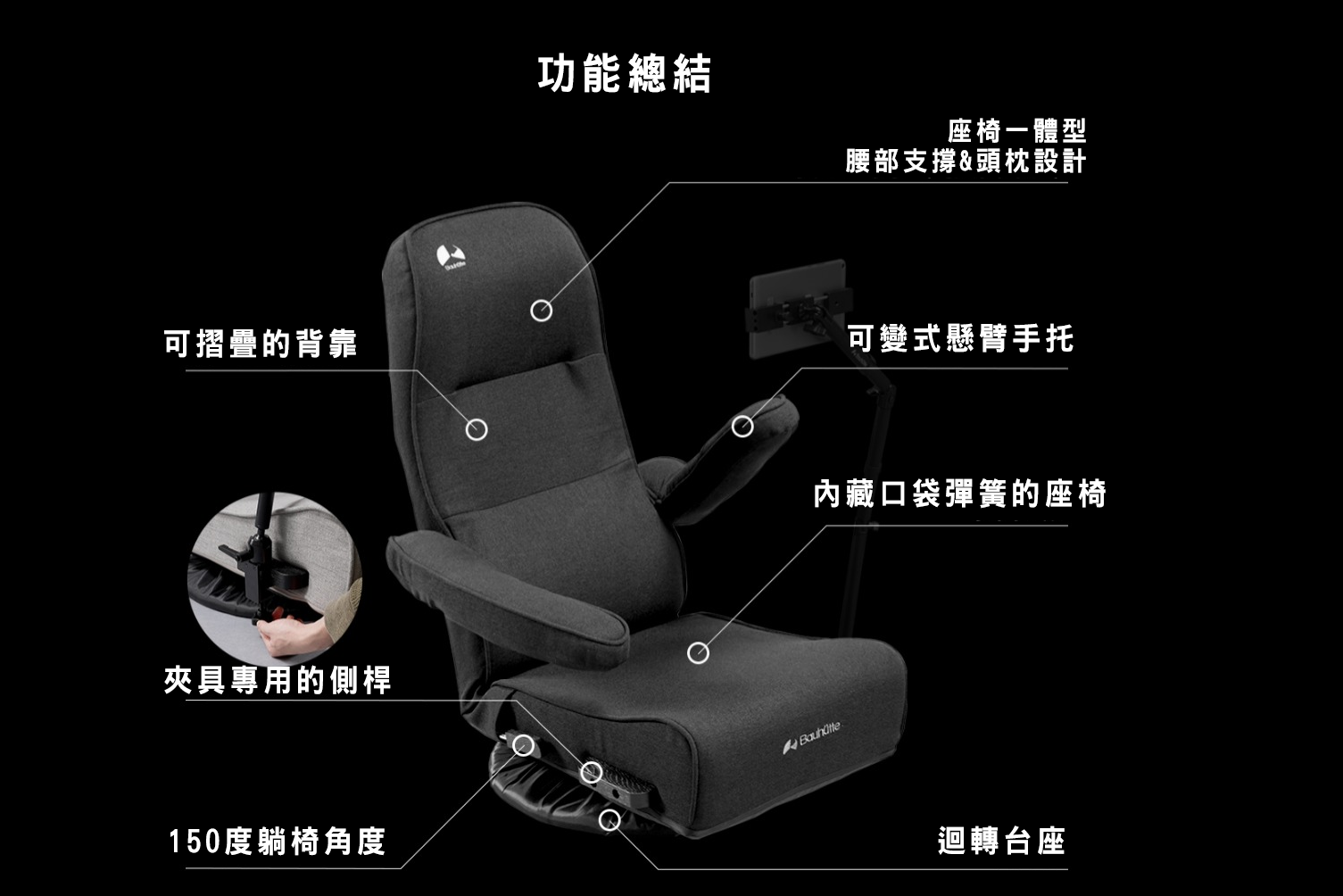 【GAME休閒館】Bauhutte 寶優特《Hug Pod 電競手托無腳椅 GX-250-BK 黑色 》【現貨】