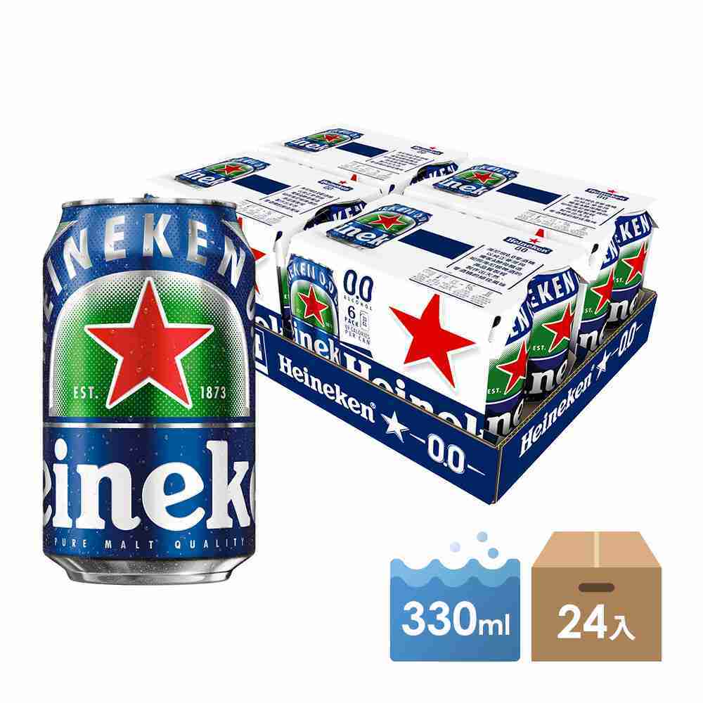 【海尼根】0.0零酒精 罐裝 330mlx 24入 箱購  贈海尼根星潮電腦提包1入