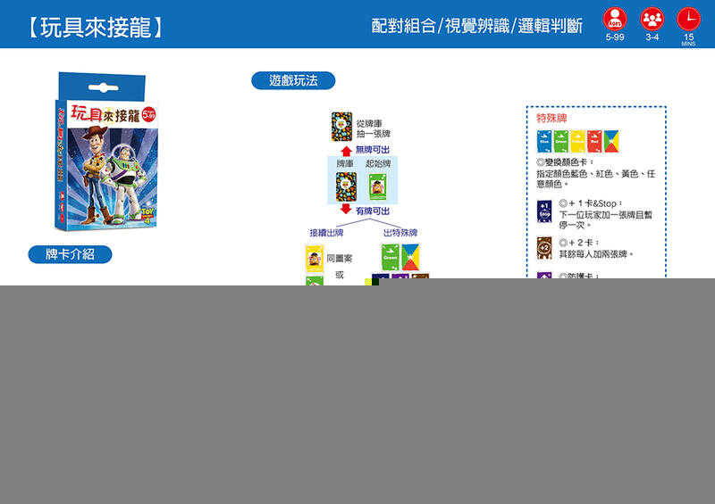 玩具來接龍 玩具總動員系列 迪士尼DISNEY 益智卡牌 繁體中文版 5歲以上 高雄龐奇桌遊