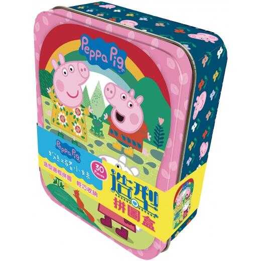 粉紅豬小妹 佩佩豬 造型拼圖盒 鐵盒裝 PEPPA PIG 繁體中文版 3歲以上 高雄龐奇桌遊