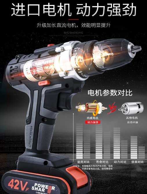 【台灣發貨 電鑽25檔 送配件組 】南威42VF電動 電鑽 速鋰 電鑽充電電鑽 電動工具 螺絲起子震動 電動起子