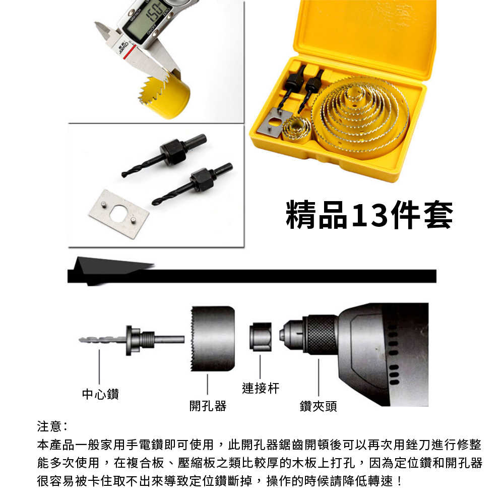 【Komori 森森機具】木工開孔器套裝 筒燈 射燈 鑽頭 電鑽 天花 石膏板塑料木板PVC鑽孔器 圓形打孔擴孔器圓穴鑽