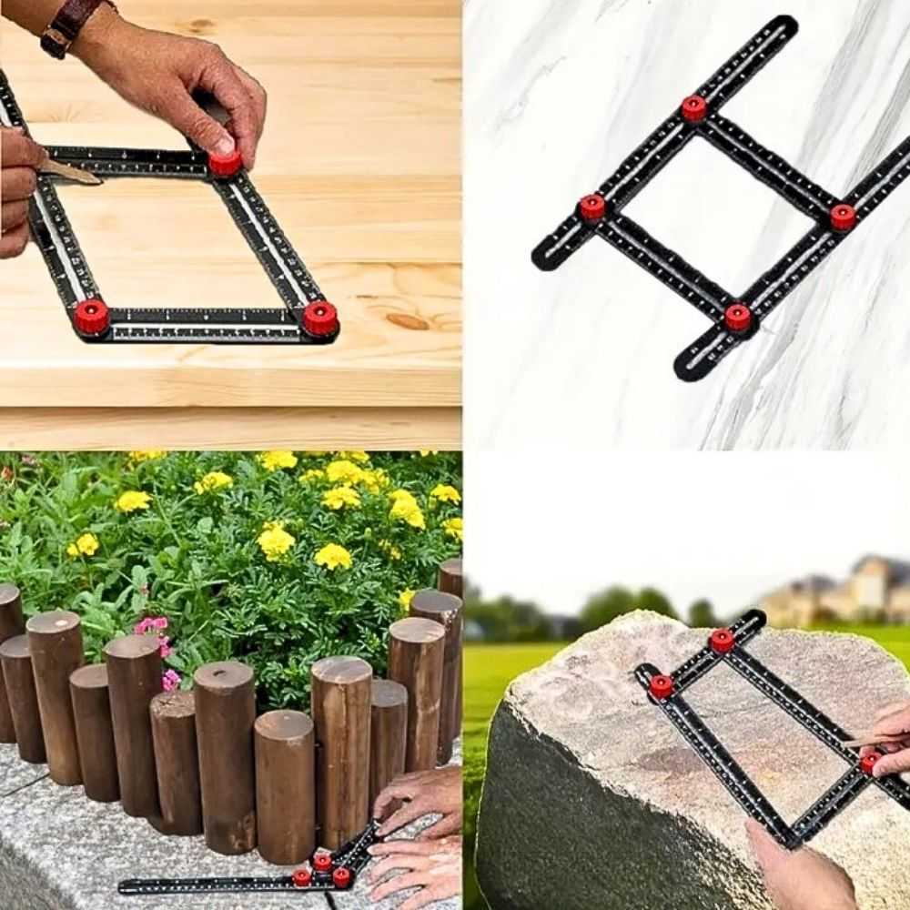 【Komori 森森機具】6/9/12吋 多功能摺尺 定位摺尺 開孔折角尺 貼磁磚神器 鋪地面 磁磚開孔定位器 角度尺