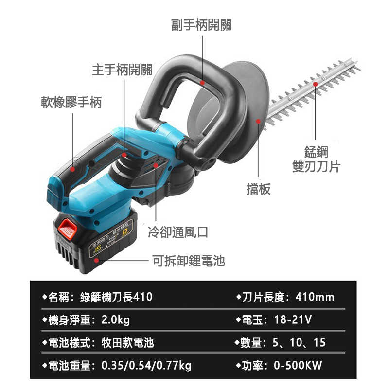 【Komori 森森機具】無刷綠籬機 綠籬機 電動籬笆剪 1880W籬笆剪枝機 修枝剪 圍籬剪雙刃鋰電修籬機