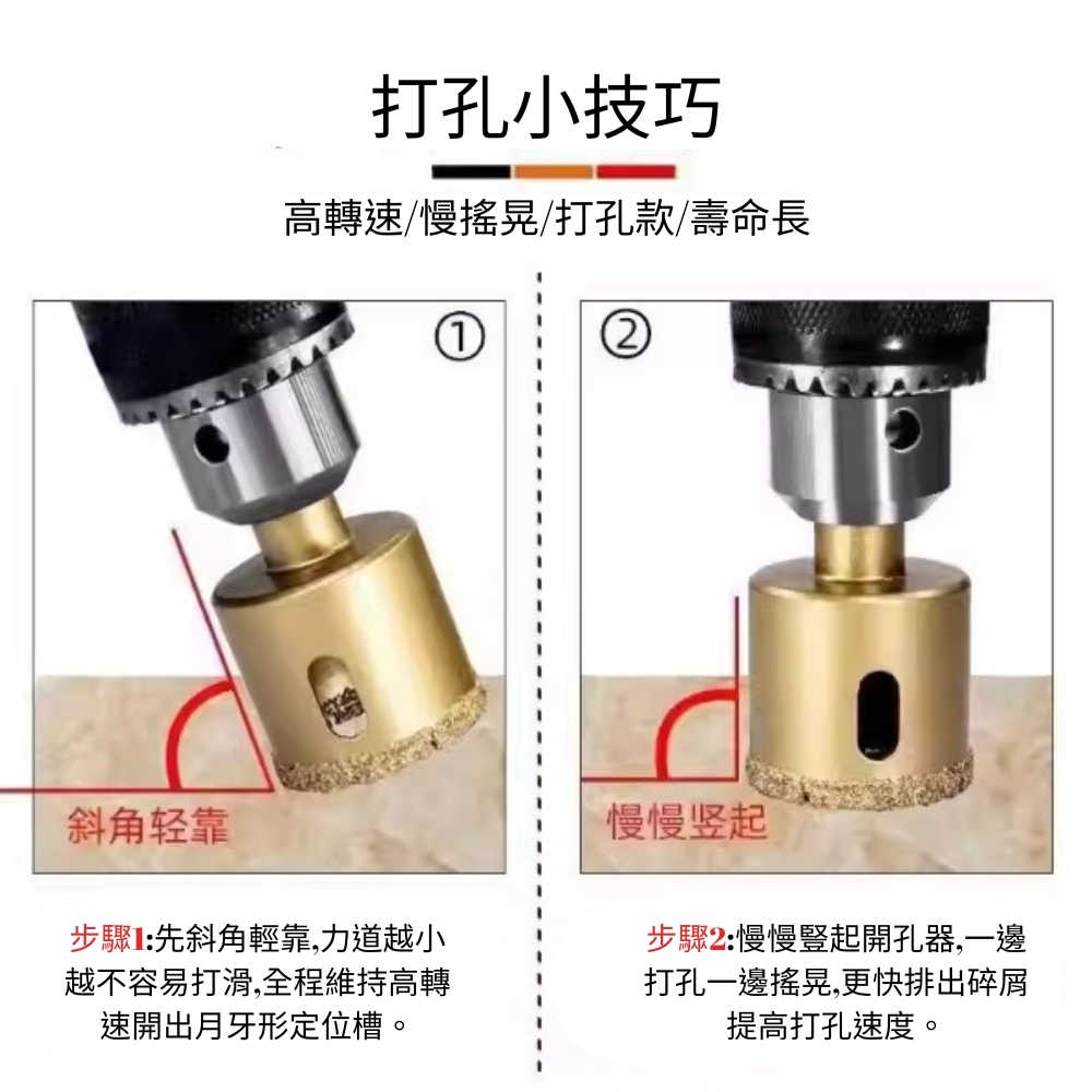 【Komori森森機具】玻璃開孔鑽12件組 6 - 35mm 磁磚 鑽頭 大理石開孔 花鋼石 磚頭 水泥 乾濕兩用