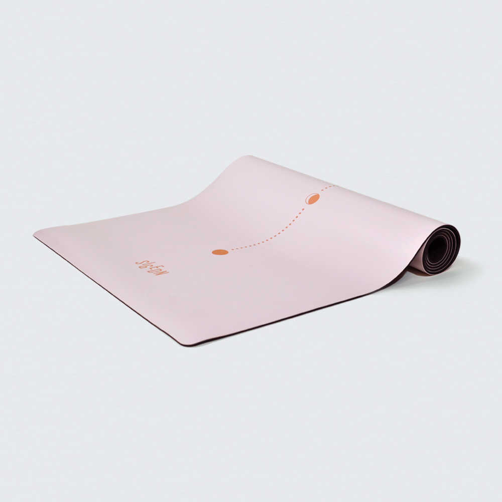 Lotus 表層PU乾濕止滑天然橡膠正位線瑜珈墊5mm 附束帶+收納背袋