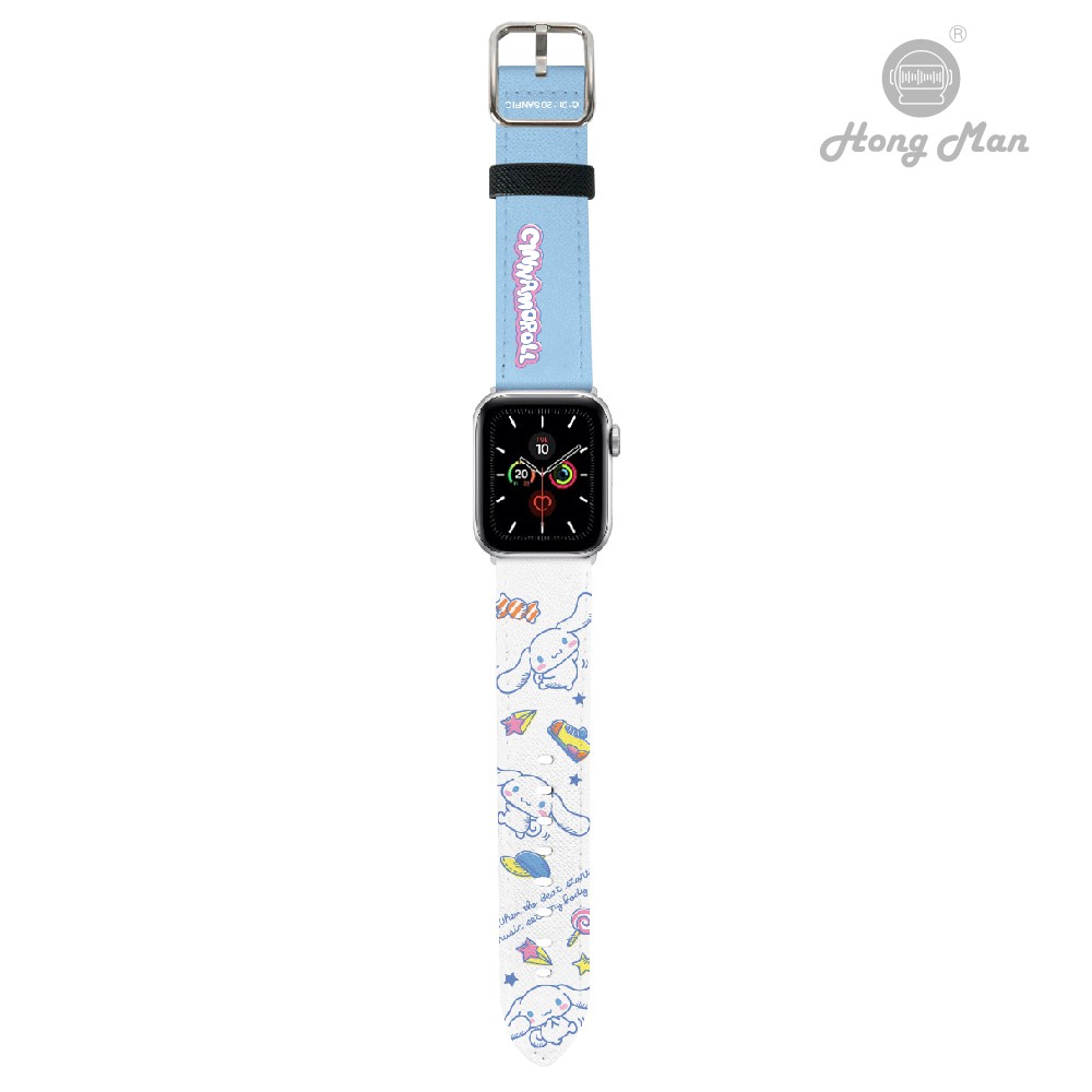 【Hong Man】三麗鷗正版授權 大耳狗喜拿 Apple Watch 皮革錶帶 銀 38-40mm