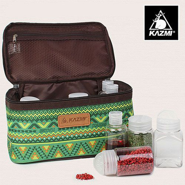 KAZMI 經典民族風調味料收納袋(L)-綠色 調味罐 香料罐 收納袋 置物袋 KM10097