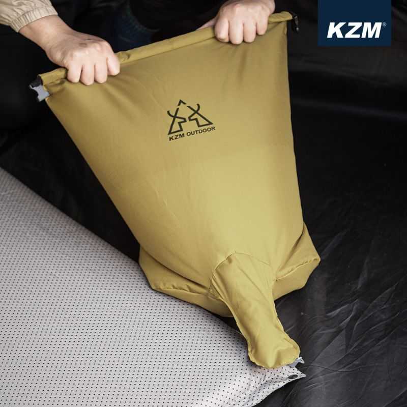 KAZMI自動充氣雙人床墊-卡其色【露戰隊】