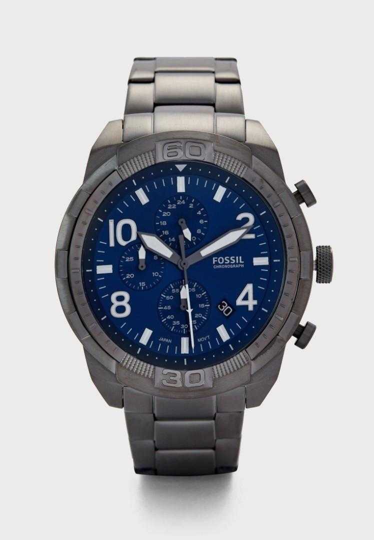 Fossil 大錶徑 星空藍計時手錶 男款 鐵灰色不鏽鋼鍊帶 50mm FS5711 附影片