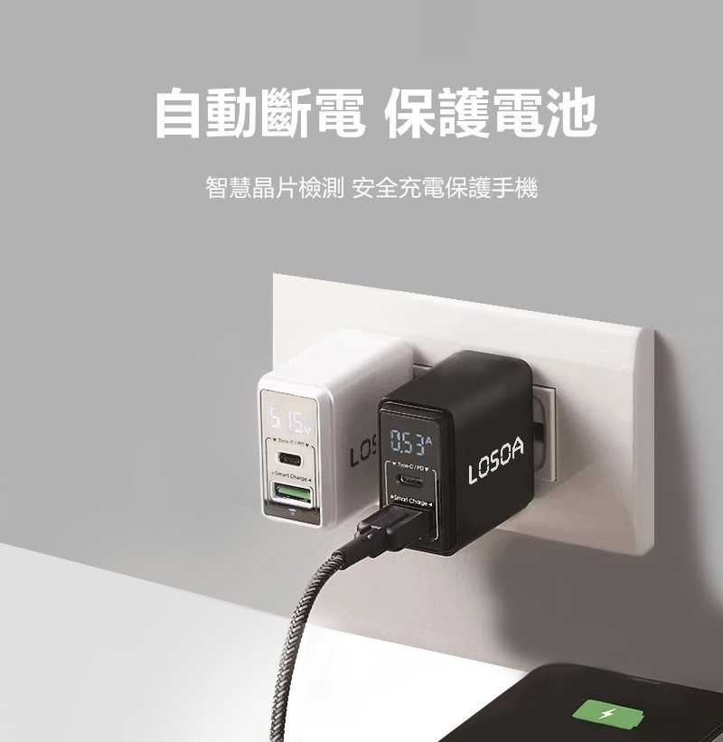 LOSOA MIT智能數位顯示20W急速充電頭