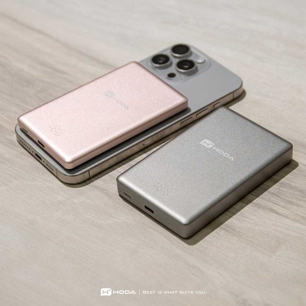 HODA 磁吸式鋁合金超薄行動電源 支援MagSafe【附快充線】 適 i16 S25 磁吸充電 一年保固