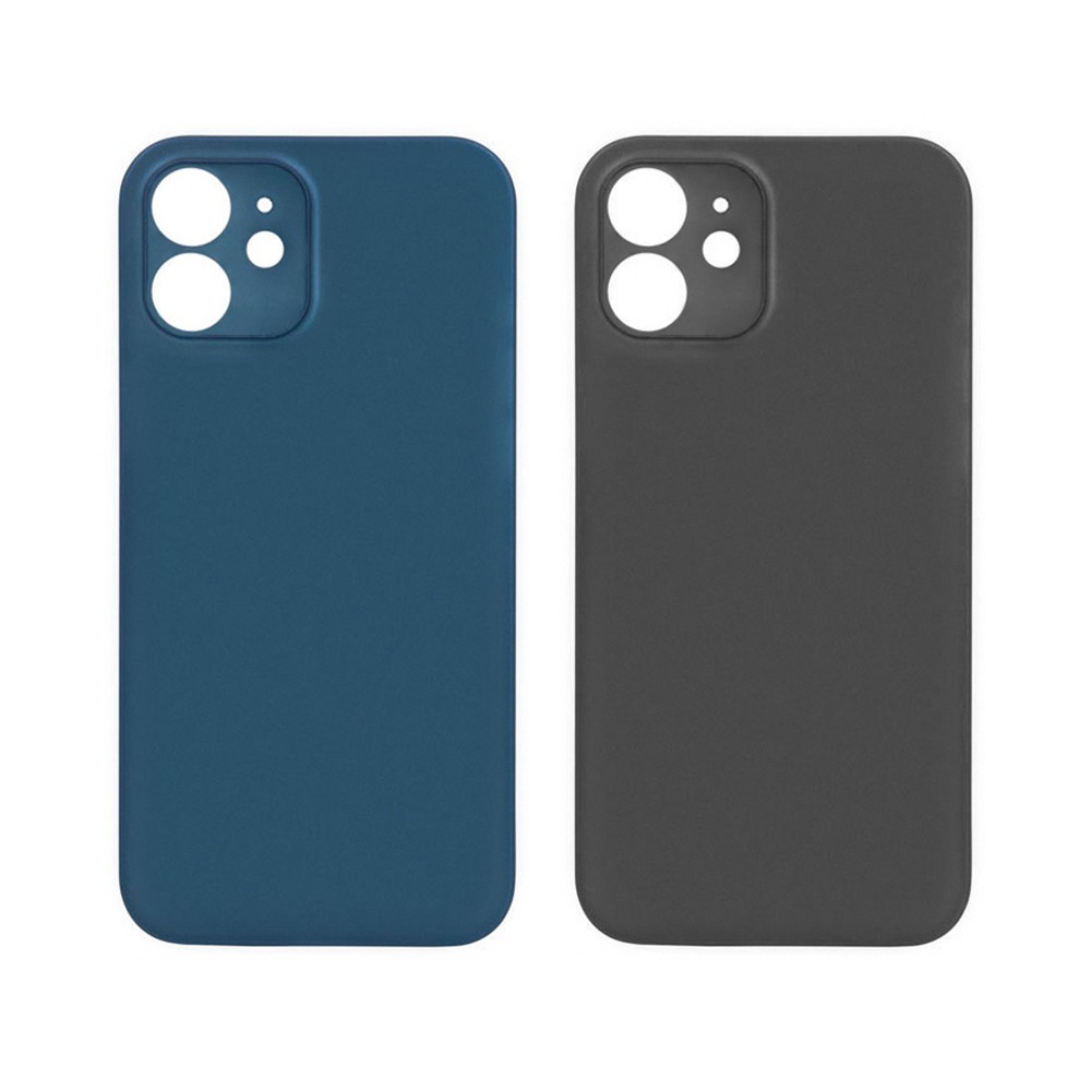 iPhone 12系列 超薄金屬質感【霧面磨砂】鏡頭全包/鏡頭挖空 手機保護殼 鏡頭全包覆-藍