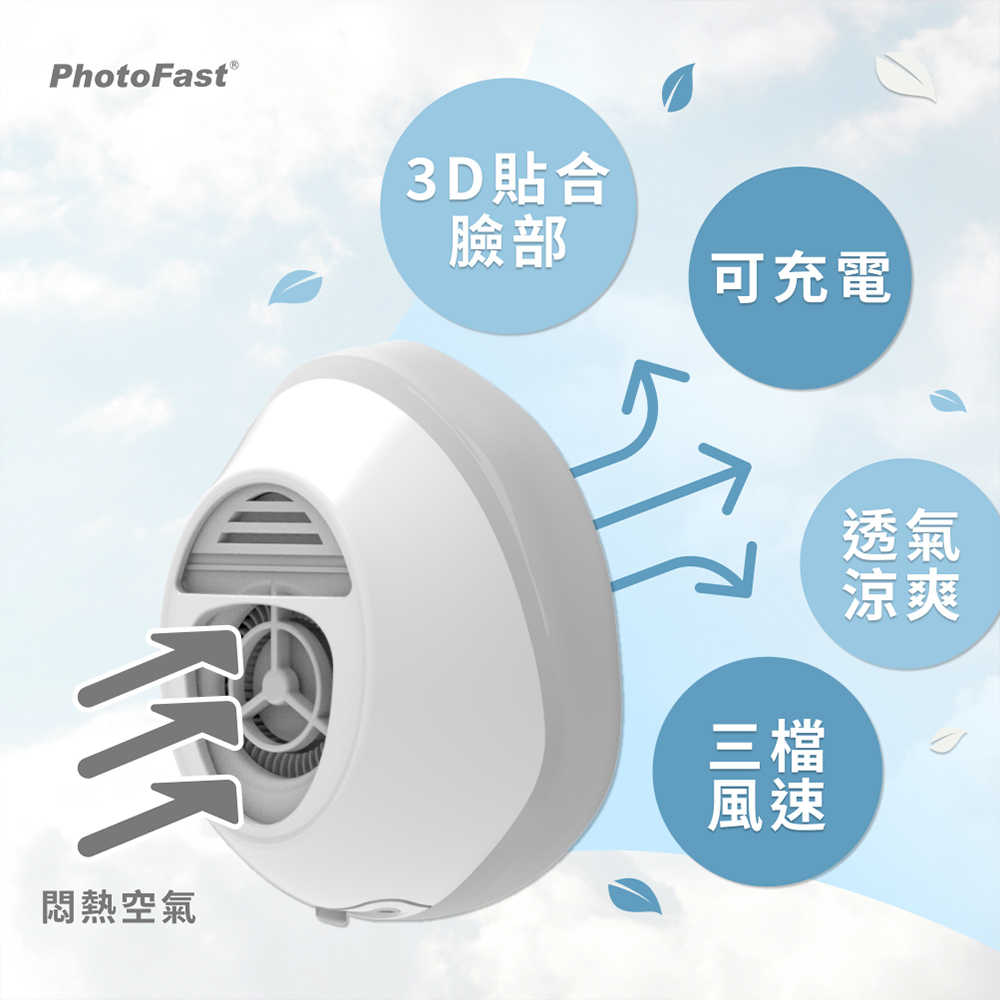 【PhotoFast】口罩型 智慧行動空氣清淨機 AM-9500 (內建電子空氣循環系統) +濾芯片90入