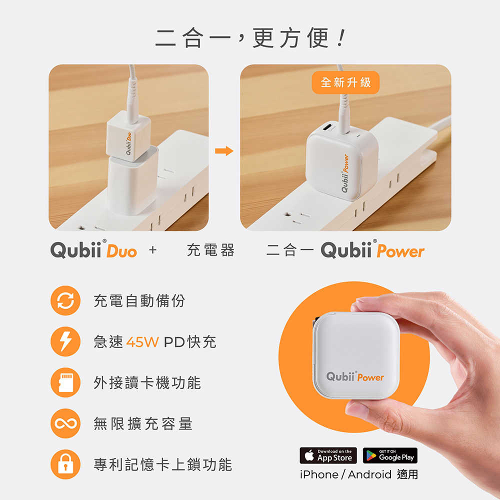 【Maktar】Qubii Power 超能備份 充電自動手機備份 (支援45W快充)