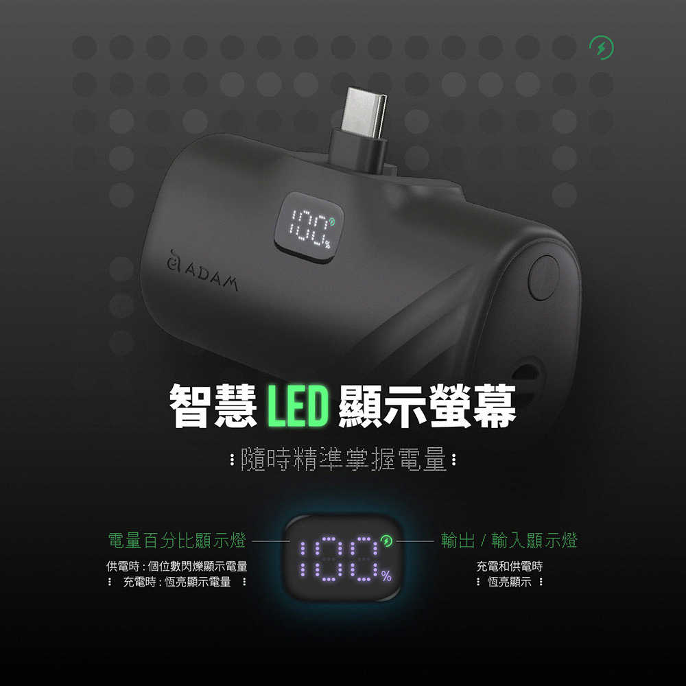 【亞果元素】GRAVITY F5C Type-C 5000mAh LED顯示口袋快充行動電源