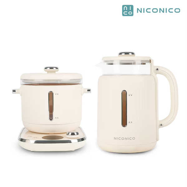NICONICO 樂活玻璃料理鍋組/電火鍋/美食鍋/快煮壺/燉煮壺 NI-SET2313