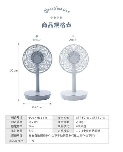 sOlac 10吋DC無線可充電行動風扇 SFT-F07