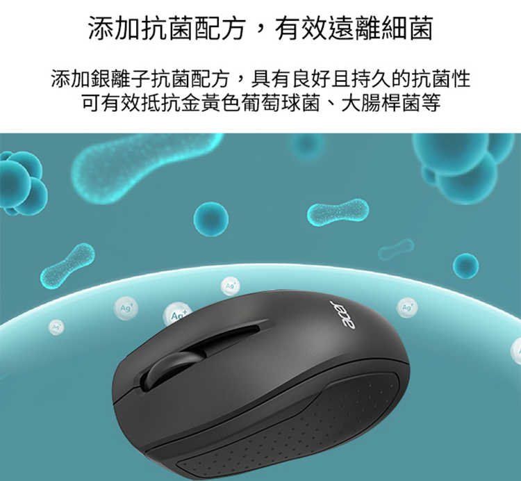 每天出貨『Acer 宏碁 AMR800 抗菌無線滑鼠』鼠標 光學滑鼠 無線 2.4GHz