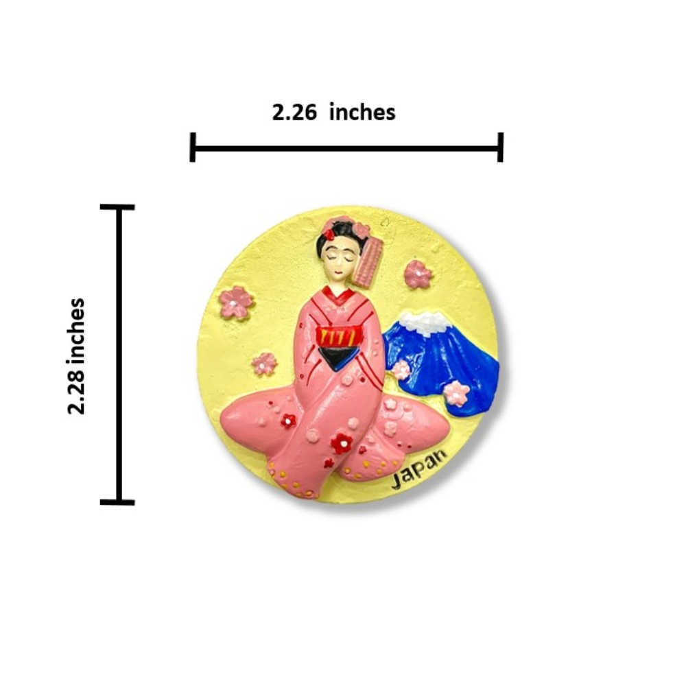日本 富士山和服少女質感磁鐵+日本  和服少女鳥居刺繡【2件組】紀念磁鐵療癒小物冰箱磁鐵可愛磁鐵 卡通磁鐵 磁性家居裝