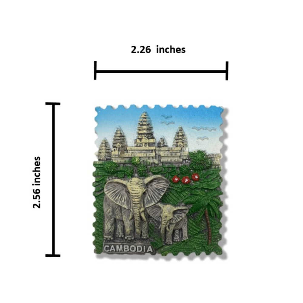 柬埔寨吳哥窟 大象磁性家居裝飾+柬埔寨 吳哥窟 燙布貼【2件組】世界旅行磁鐵  紀念品 磁性家居裝飾 交換禮物  造型磁