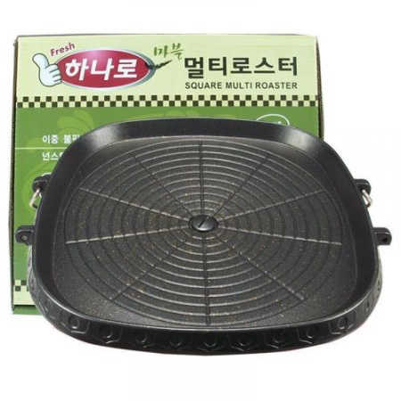 韓式麥飯石烤盤(方形) 複合式烤盤 麥飯石塗層 方型 圓型 卡式爐烤盤 電磁爐烤盤 露營 烤肉 烤盤 烤肉盤