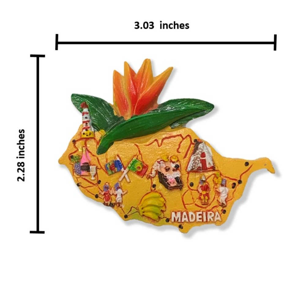 葡萄牙馬德拉地圖造型磁鐵+葡萄牙貝倫塔布貼【2件組】彩色磁鐵 冰箱磁鐵 白板磁鐵 辦公磁鐵 特色地標磁鐵 立體磁鐵
