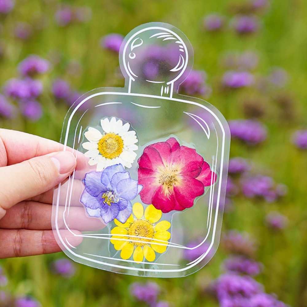 【A-ONE】DIY自黏書籤 浪漫香水瓶 花書籤 幼兒園天然壓花 書籤 材料包 乾花材料包 花藝材料包書籤