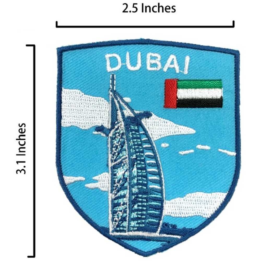 杜拜沙漠駱駝哈里發塔造型立體磁鐵+阿拉伯 UAE 杜拜帆船Patch刺繡士氣章【2件組】世界旅行磁鐵  紀念品 磁性家居