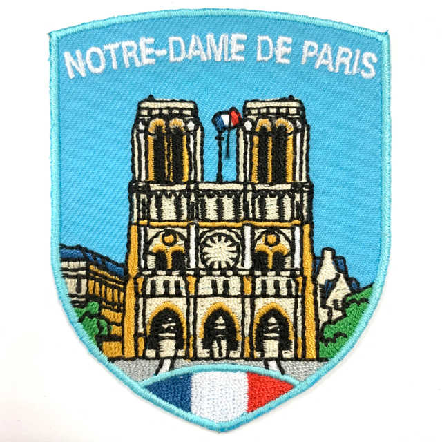 法國 巴黎聖母院 正面 地標熱燙刺繡士氣章 貼章 補丁貼 燙布貼 徽章