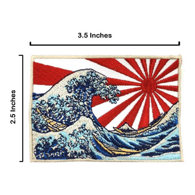 神奈川沖浪裏 粉紅櫻花 日本浮世繪 PATCH 刺繡背膠補丁 袖標 布標 布貼 補丁 貼布繡 臂章