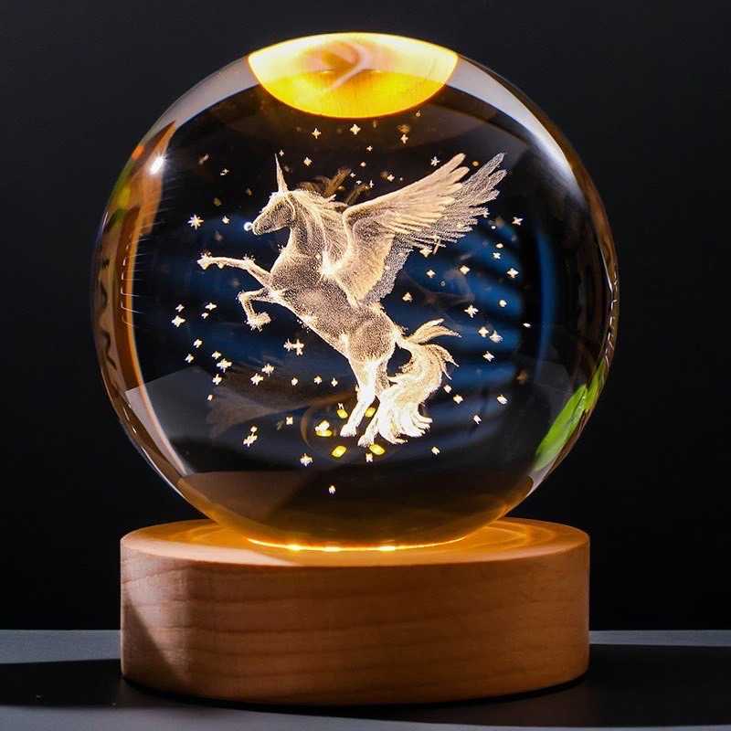 【All Splendid】獨角獸小馬 水晶球 鑽石燈 裝飾燈 氛圍燈 玫瑰燈 網紅燈 檯燈 床頭燈 臥室燈 生日禮物