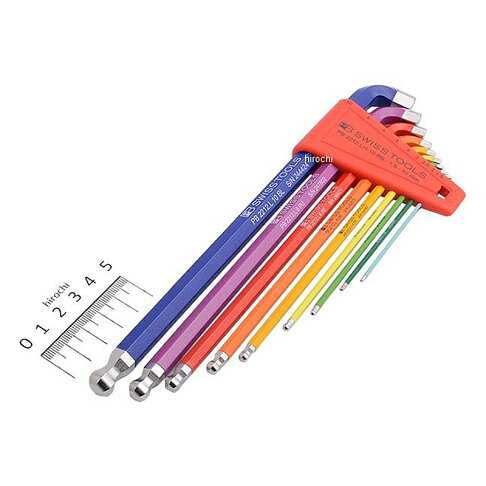 【PB SWISS TOOLS】加長球型100度角六角板手組CN -彩虹系列 -9支組 PB-2212.LH-10 RB