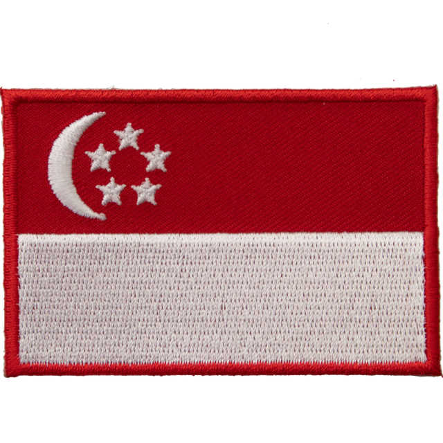 SINGAPORE  新加坡 國旗 刺繡國旗燙布貼 補丁貼 刺繡章 (含背膠) 刺繡燙貼 燙布貼 燙貼布 熨燙布貼 熨