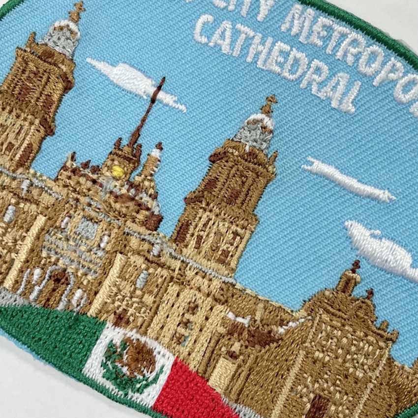 墨西哥城 主座教堂 刺繡燙布貼 徽章 刺繡布貼 補丁 士氣布章 布標 服裝補丁飾品背膠補丁貼