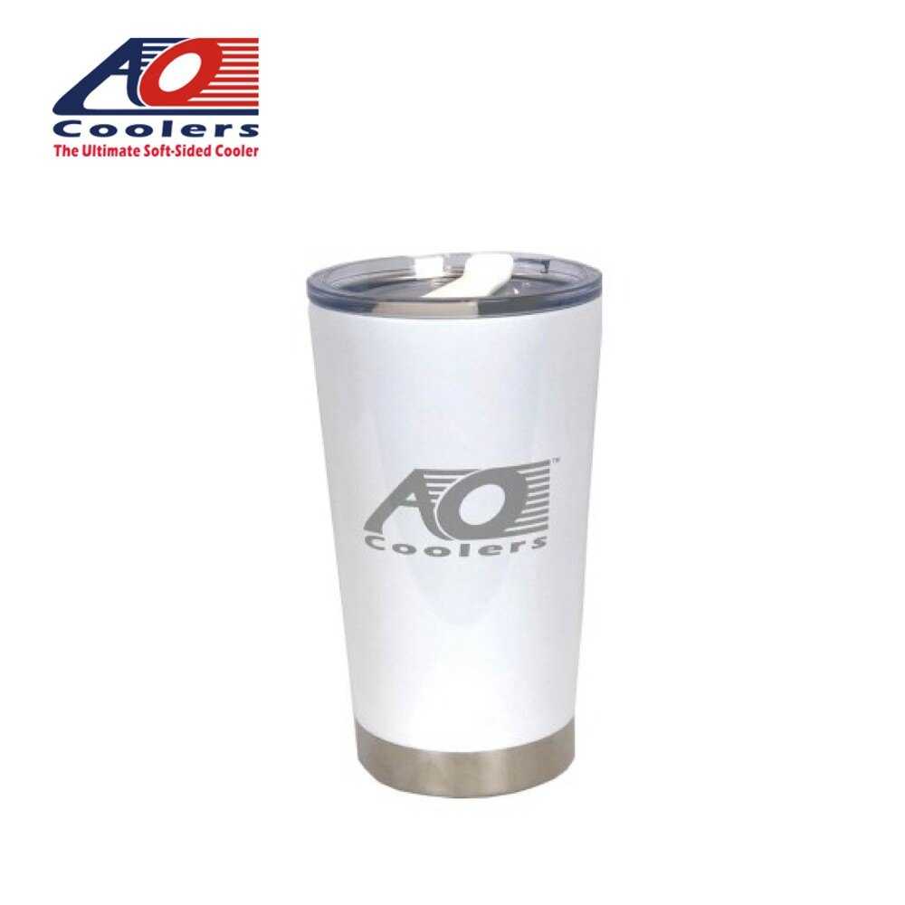 【AO COOLERS】旅行不鏽鋼保溫杯-科技白WHITE TRAVEL TUMBLER 透明壓克力杯蓋及旋轉蓋