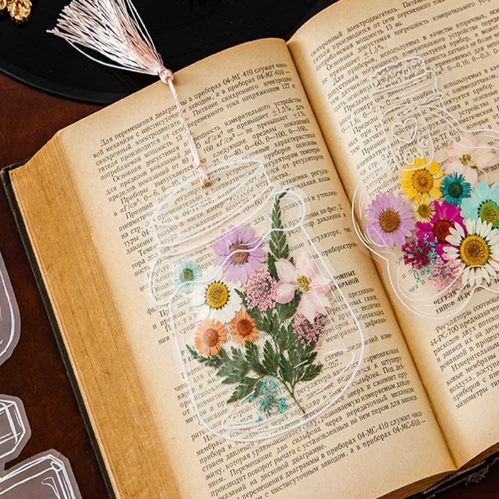 【A-ONE】DIY自黏書籤 浪漫香水瓶 花書籤 幼兒園天然壓花 書籤 材料包 乾花材料包 花藝材料包書籤