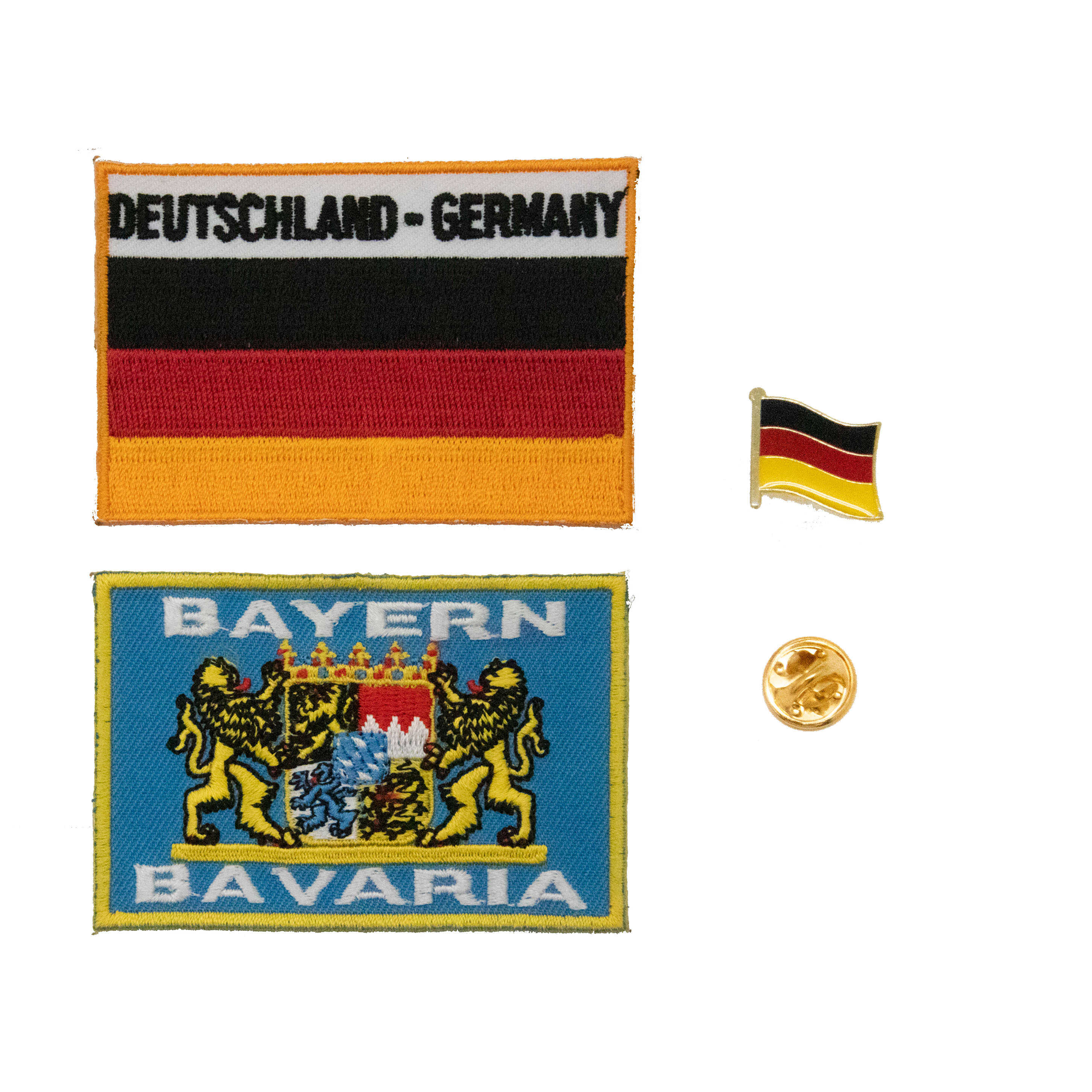 補丁燙布貼徽章 三件組巴伐利亞地標＋德國國旗刺繡+國旗別針 刺繡肩章 軍章 裝飾布貼
