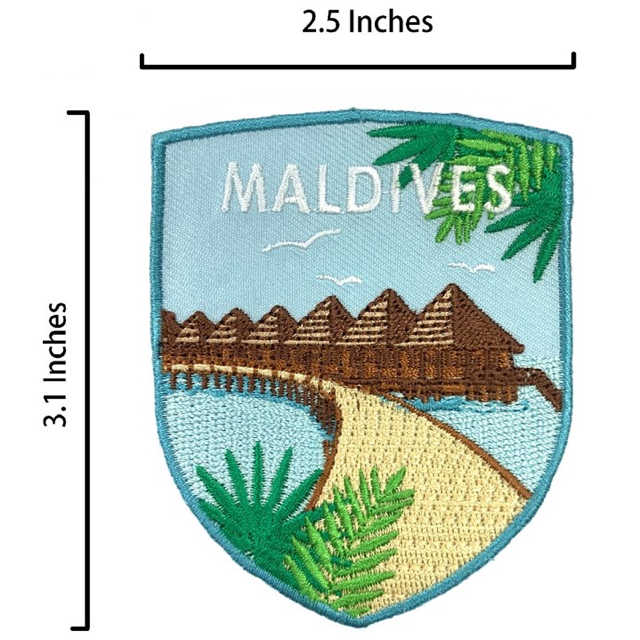 馬爾地夫 度假 熱燙補丁貼 熨燙袖標 背膠補丁布標 外套刺繡背膠補丁 袖標 布標 布貼 補丁 貼布繡 臂章