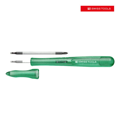 【PB SWISS TOOLS】筆型可換頭精密起子十字 -00號 -綠色 PB-168.00 GREEN 高精密度，最佳