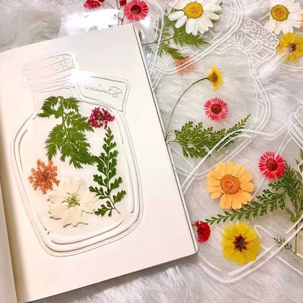 【A-ONE】DIY透明書籤 玻璃瓶壓花 壓花貼紙 透明防水書籤 永生花 乾花材料包 花藝材料包 真花植物標本書籤