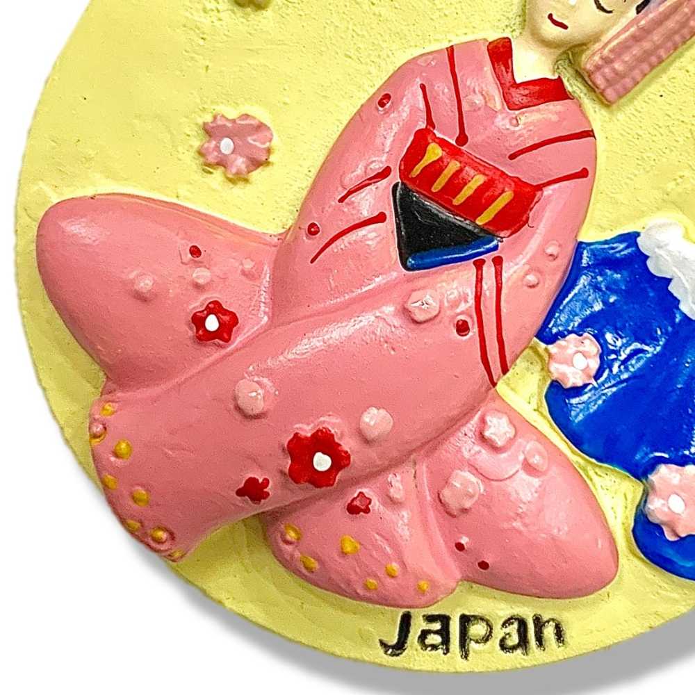 日本 富士山和服少女質感磁鐵+日本  和服少女鳥居刺繡【2件組】紀念磁鐵療癒小物冰箱磁鐵可愛磁鐵 卡通磁鐵 磁性家居裝