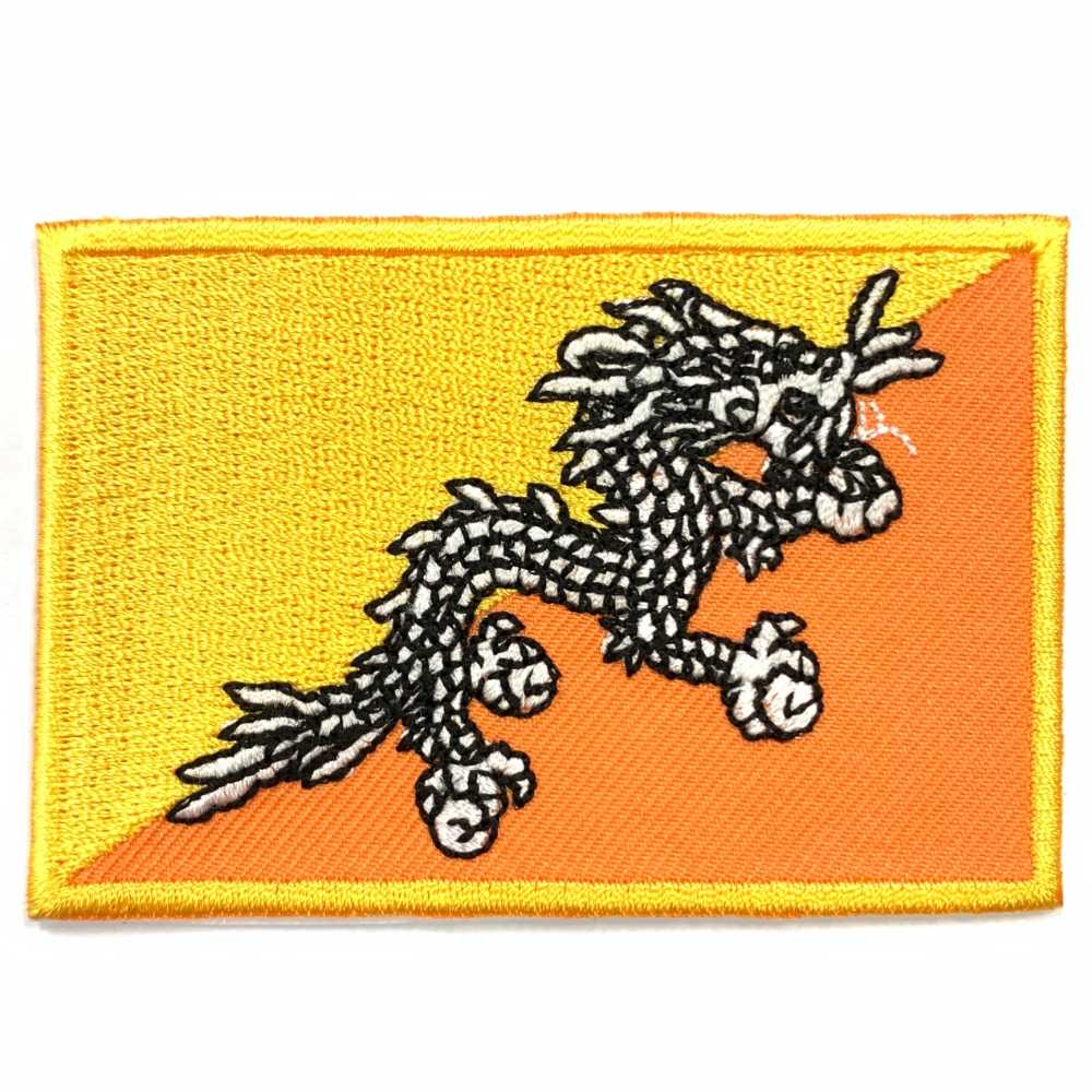 不丹國旗 Bhutan Flag Patch肩章 電繡識別章 電繡立體繡貼 裝飾貼 布藝背包貼 熨燙貼章